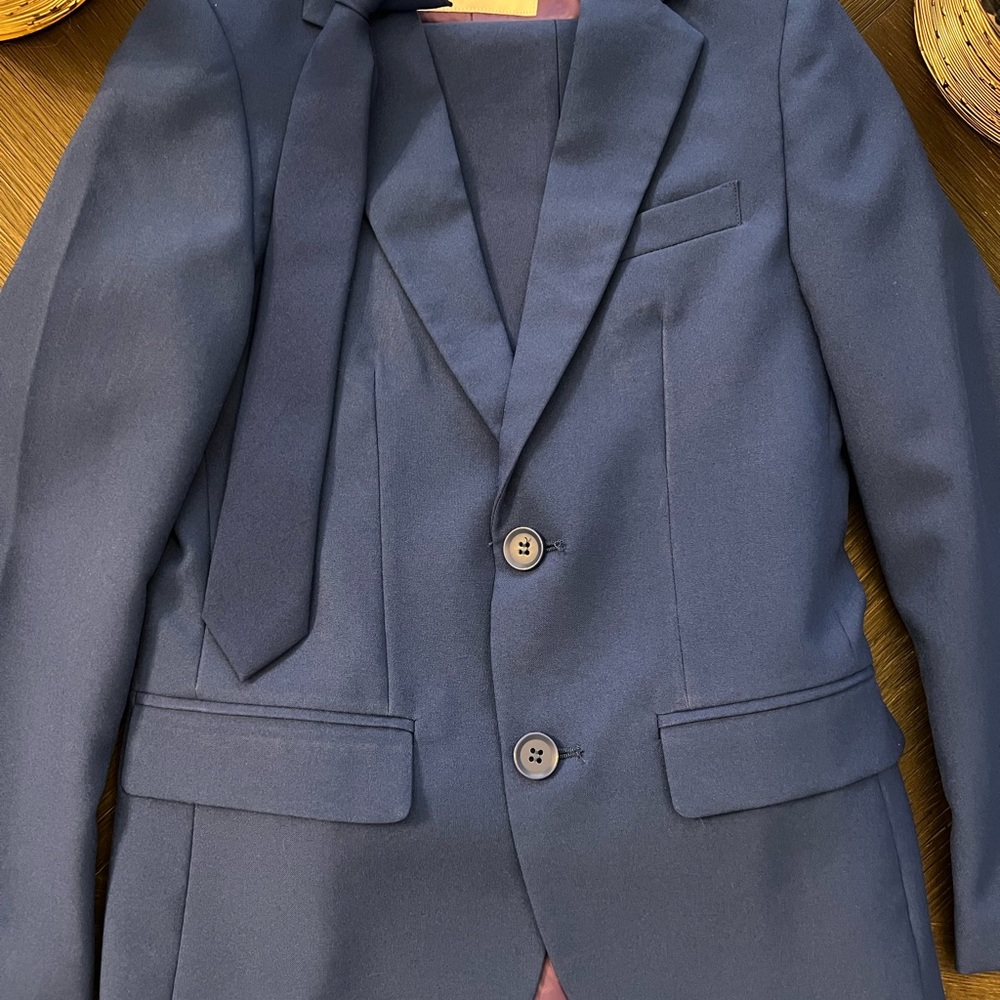 Blue Boys suit with clip tie